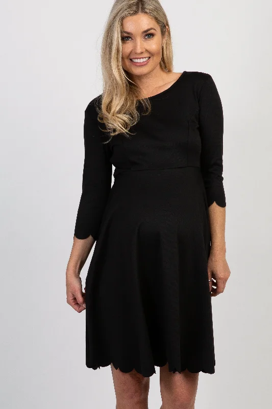 pinkblush-black-solid-scalloped-hem-maternity-dress