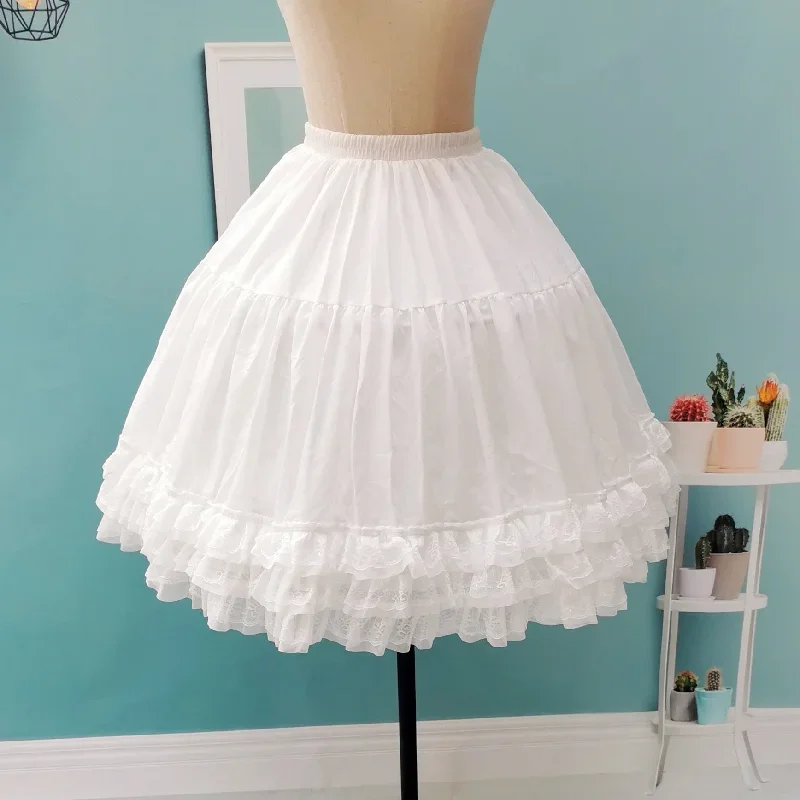 Rainbow Puff~Lolita White Petticoat Fish-bon Adjustable