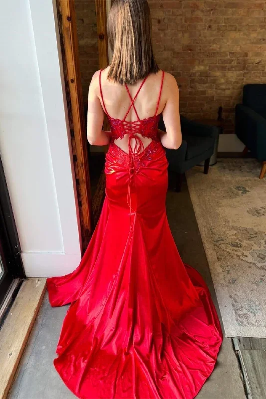 red-appliques-lace-up-mermaid-long-formal-dress-with-slit