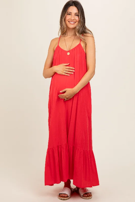 red-crochet-lace-back-maternity-maxi-dress