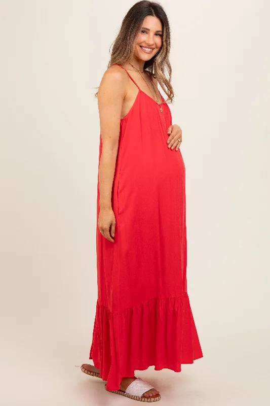 red-crochet-lace-back-maternity-maxi-dress