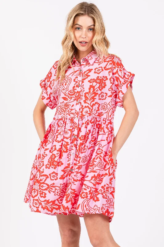 red-floral-button-front-collared-maternity-dress