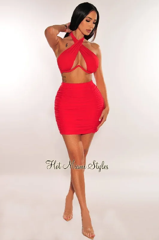 red-high-waist-ruched-cover-up-skirt