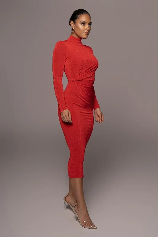 red-kara-mock-neck-dress