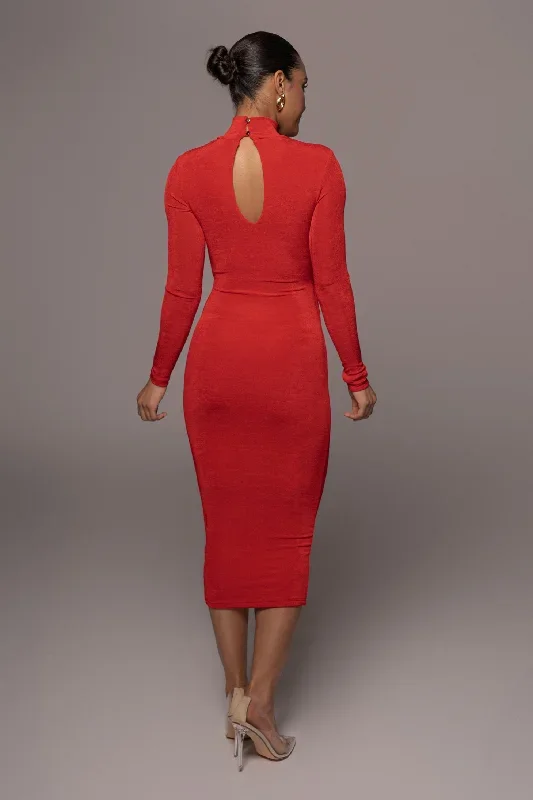 red-kara-mock-neck-dress