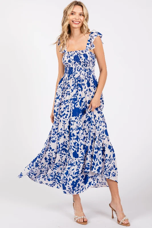 royal-blue-ruffle-sleeve-tiered-maternity-maxi-dress