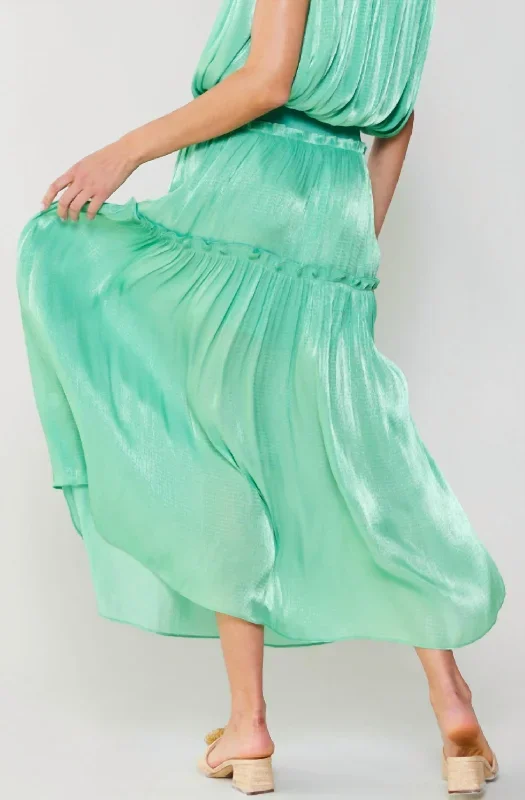 ruffle-two-tier-long-skirt-w-slit-in-cool-green