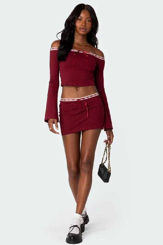 Seline Ribbon Trim Mini Skirt