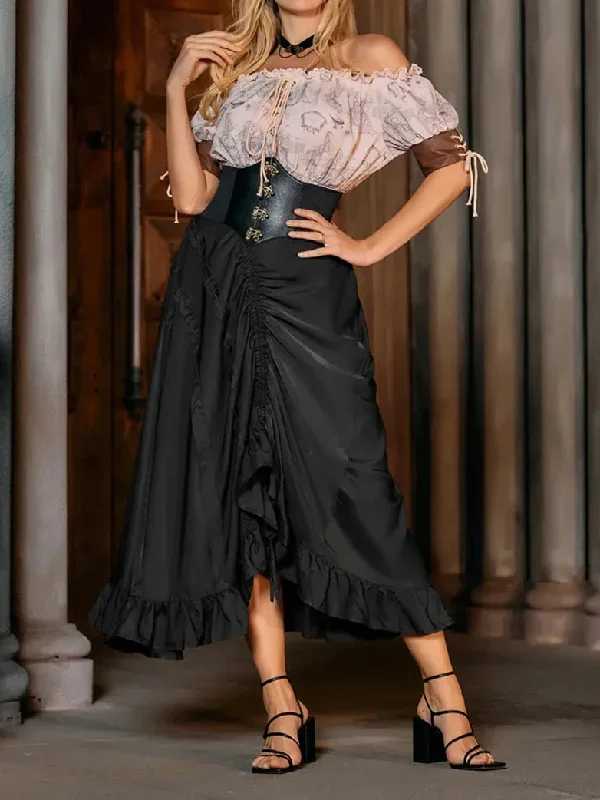 scarlet-darkness-women-steampunk-ruffled-hem-maxi-skirt-elastic-waist-flared-a-line-skirt