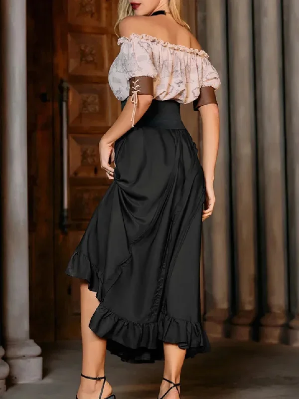 scarlet-darkness-women-steampunk-ruffled-hem-maxi-skirt-elastic-waist-flared-a-line-skirt