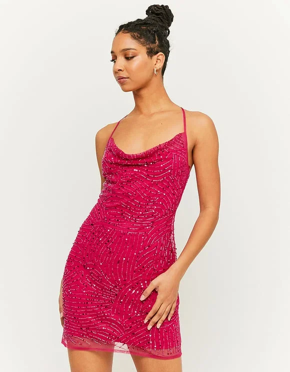 Pink Mesh Mini Dress