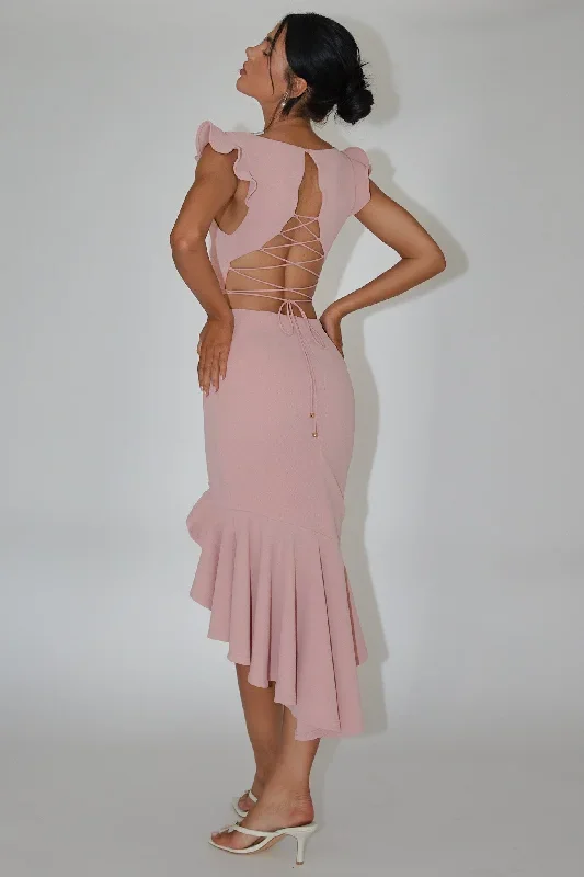 Seanna Strappy Back Midi Dress Blush