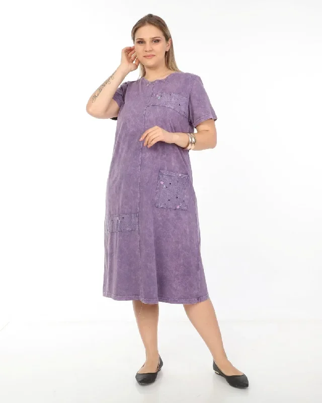 Self-Effect-Flushing Floral Pattern Cotton Dress Turkish Quality