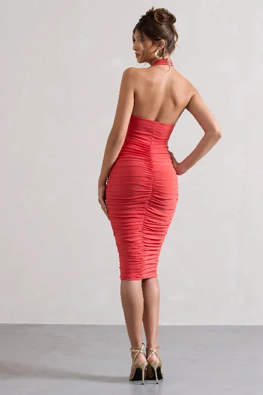 serendipity-coral-halter-neck-knot-midi-dress-cl126092150