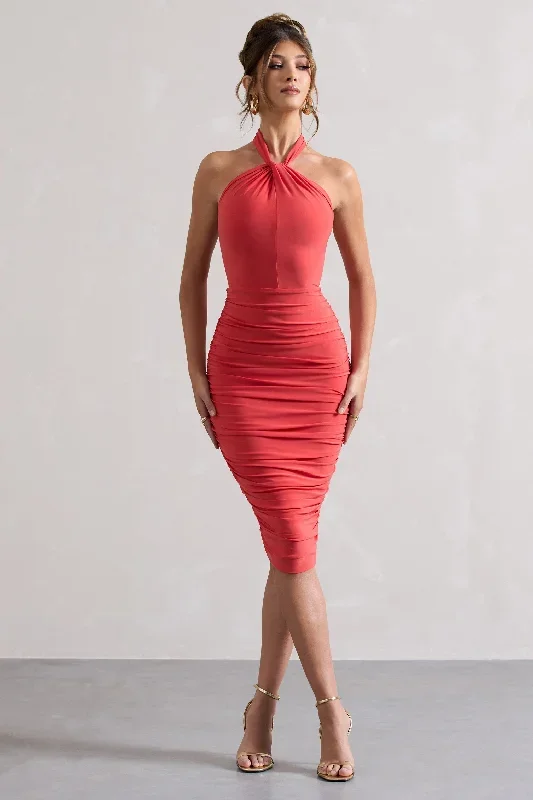 serendipity-coral-halter-neck-knot-midi-dress-cl126092150