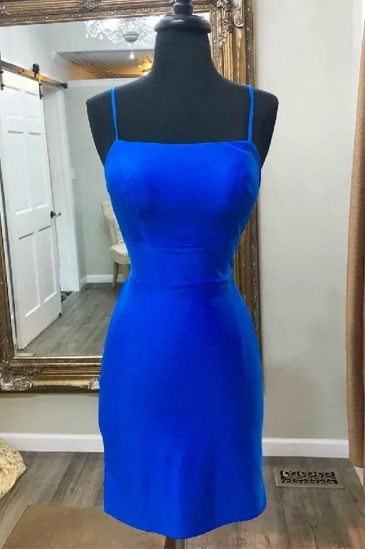 Simple Tight Royal Blue Mini Party Dress