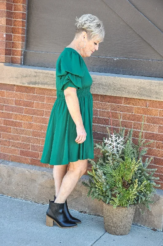 solid-green-v-neck-short-sleeve-mini-dress