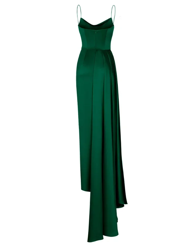 spaghetti-strap-solid-long-slit-dress