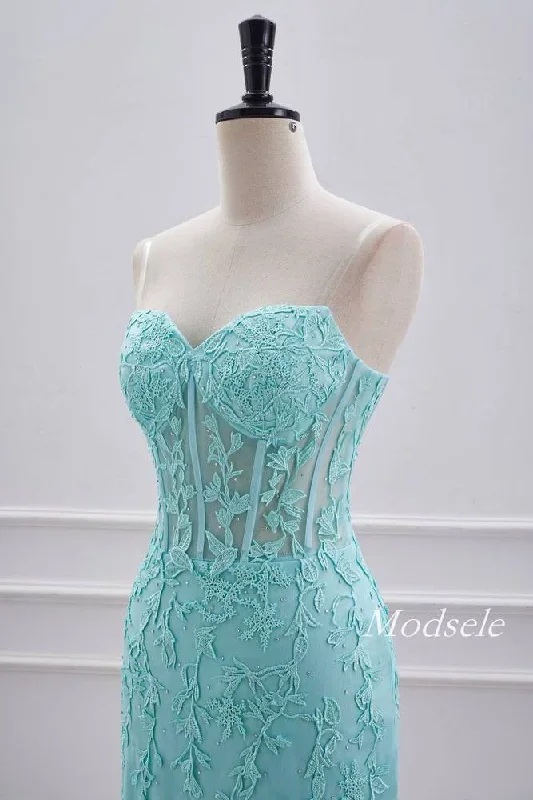 strapless-aqua-green-applique-tight-homecoming-dress-with-lace-up