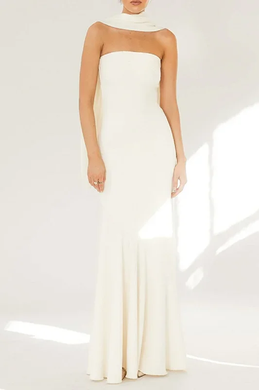 strapless-fishtail-dress-with-shawl