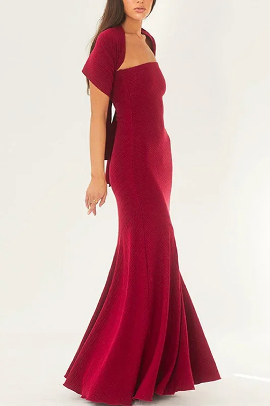 strapless-fishtail-dress-with-shawl