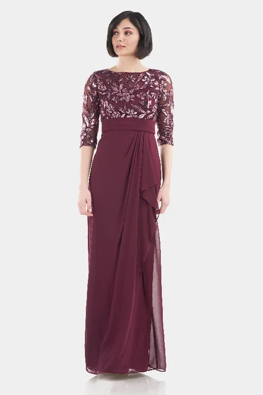 Tessa Boat Neck Column Gown