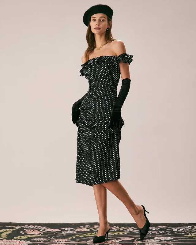 the-black-off-the-shoulder-ruffle-midi-dress