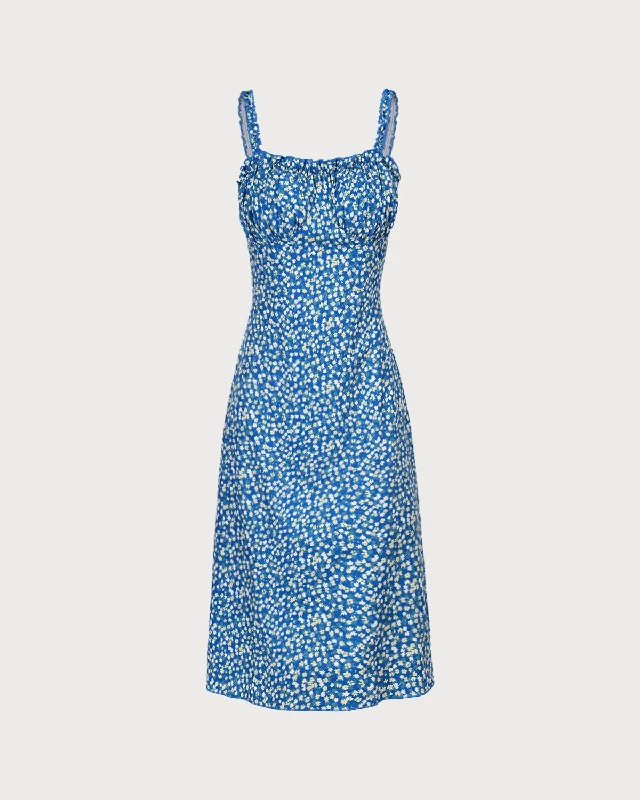 the-blue-floral-frill-trim-midi-dress