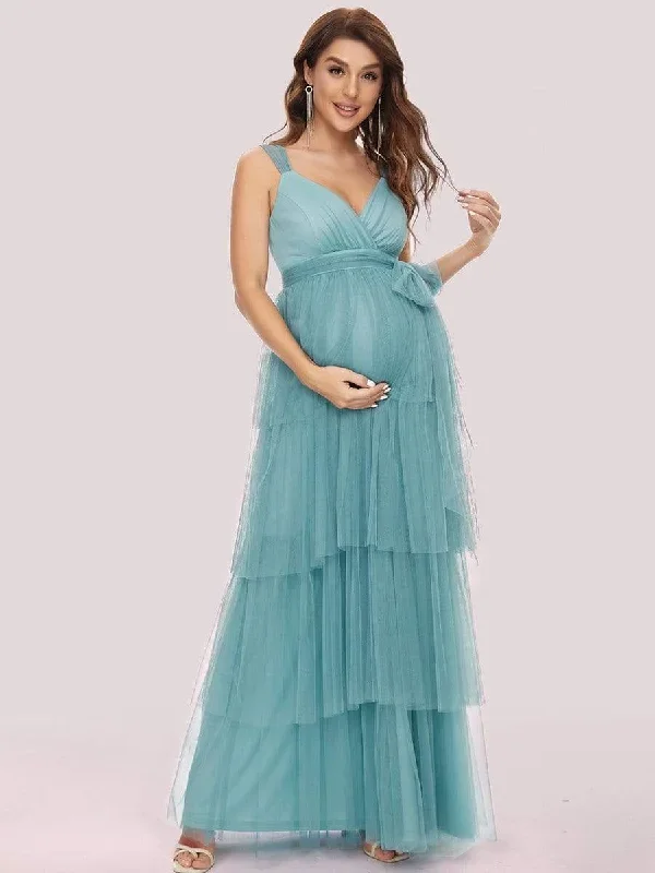 tie-waist-v-neck-tiered-floor-length-maternity-dress-ey20794