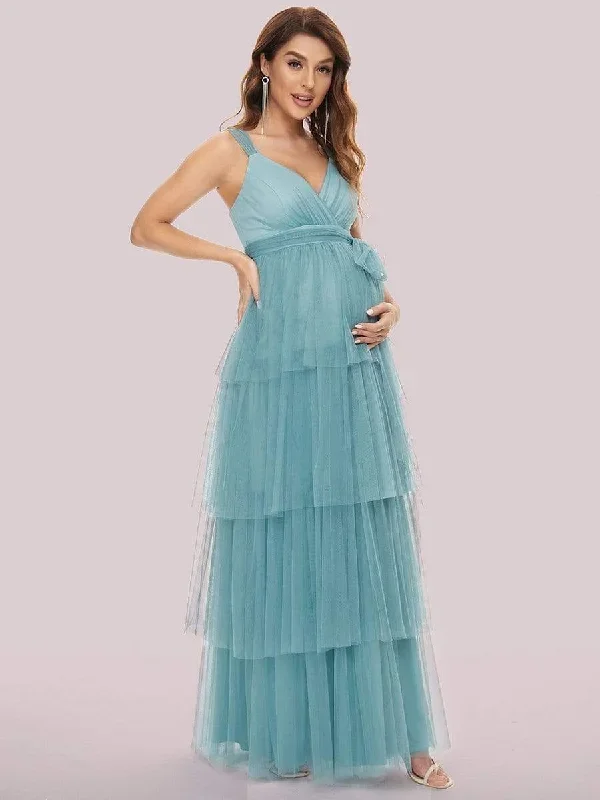 tie-waist-v-neck-tiered-floor-length-maternity-dress-ey20794