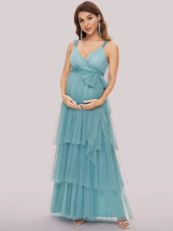 tie-waist-v-neck-tiered-floor-length-maternity-dress-ey20794