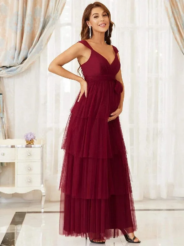 tie-waist-v-neck-tiered-floor-length-maternity-dress-ey20794