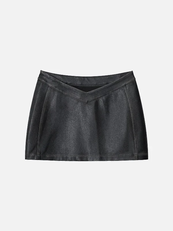 v-shape-waist-washed-faux-leather-skirt