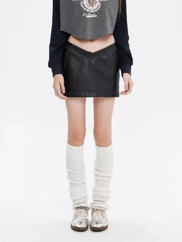 v-shape-waist-washed-faux-leather-skirt