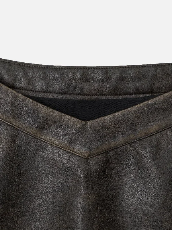 v-shape-waist-washed-faux-leather-skirt