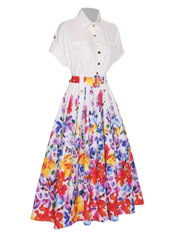 white-1940s-floral-shirt-collar-belt-dress