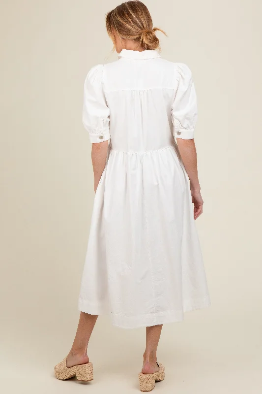 white-half-zip-maternity-midi-dress