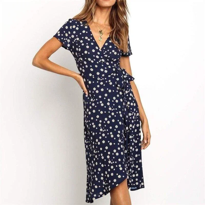 women-boho-summer-short-sleeve-high-waist-midi-dress-fashion-floral-v-neck-casual-party