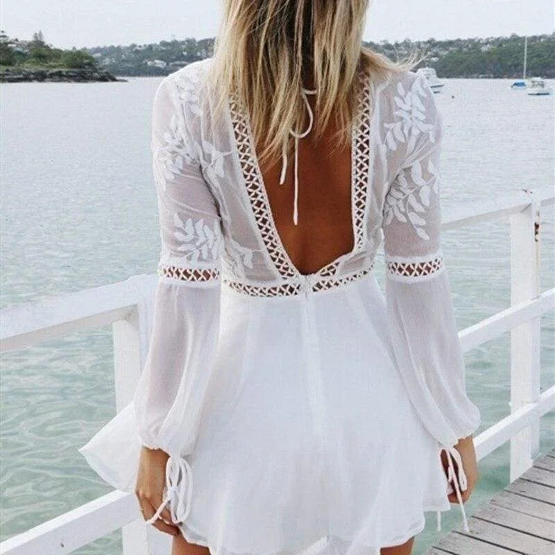 women-chiffon-white-long-sleeve-lace-v-neck-party-evening-cocktail-short-mini-dress