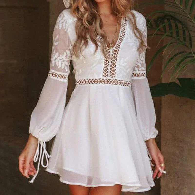 women-chiffon-white-long-sleeve-lace-v-neck-party-evening-cocktail-short-mini-dress