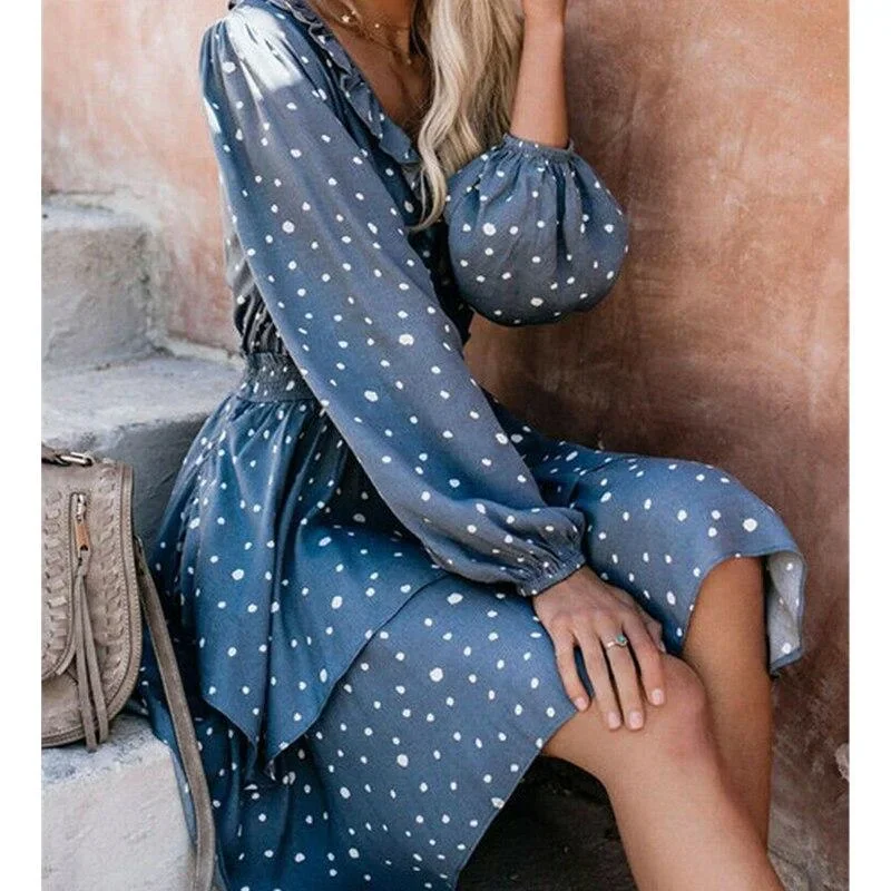 women-summer-polka-dot-long-sleeve-v-neck-maxi-dress-fashion-boho-holiday-beach-pierced-ruffled-asymmetrical-dress-sundress