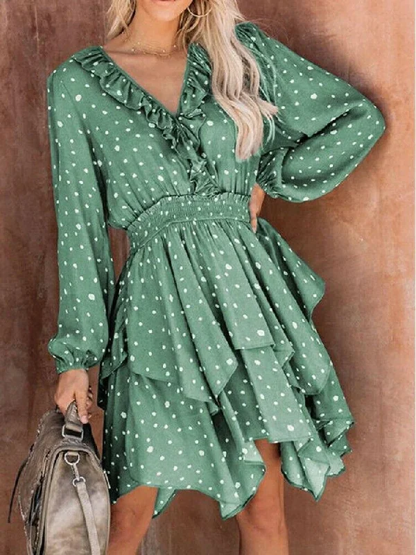 women-summer-polka-dot-long-sleeve-v-neck-maxi-dress-fashion-boho-holiday-beach-pierced-ruffled-asymmetrical-dress-sundress