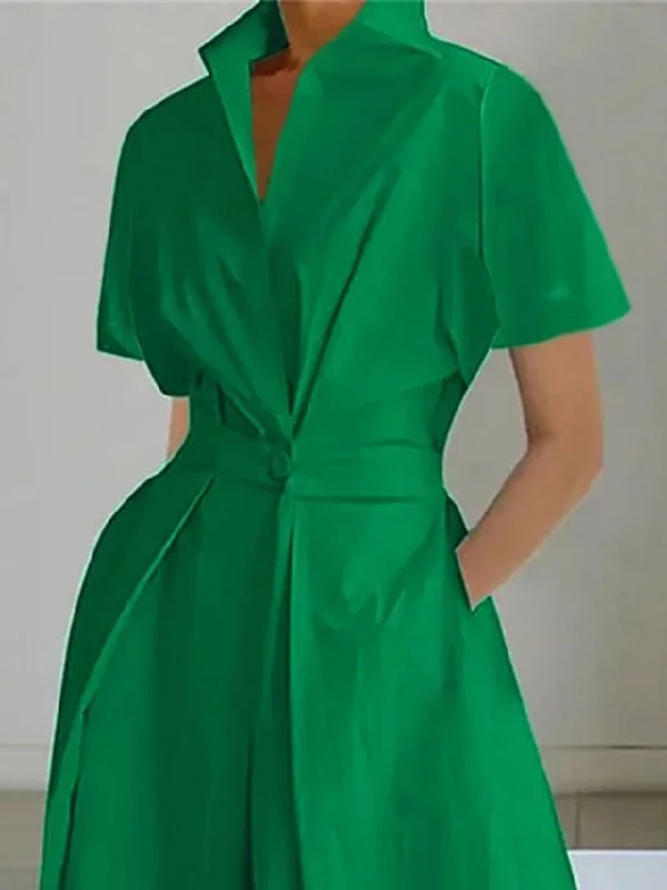 womens-shirt-dress-casual-dress-swing-dress-midi-dress-outdoor-daily-vacation-polyester-fashion-modern-split-neck-button-pocket-short-sleeve-summer-spring-2023-regular-fit-white-green-plain-s-m-l-xl