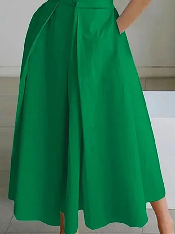 womens-shirt-dress-casual-dress-swing-dress-midi-dress-outdoor-daily-vacation-polyester-fashion-modern-split-neck-button-pocket-short-sleeve-summer-spring-2023-regular-fit-white-green-plain-s-m-l-xl