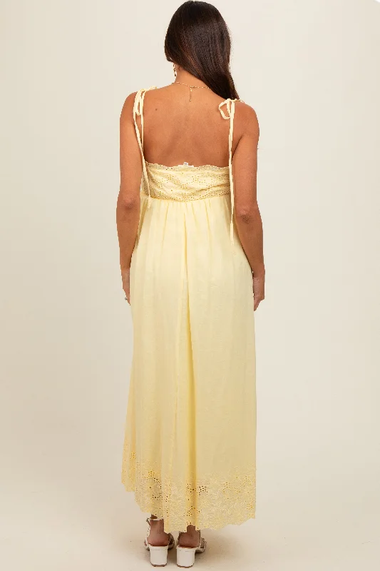 yellow-eyelet-floral-shoulder-tie-maternity-dress