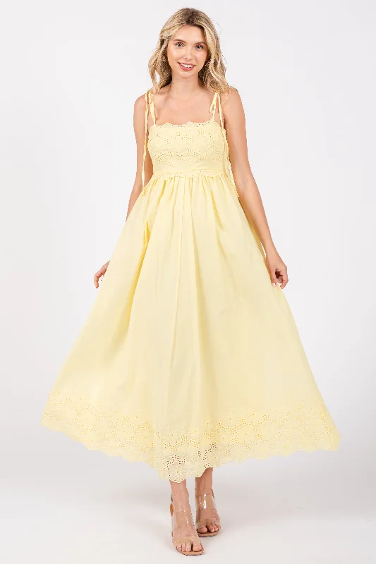 yellow-eyelet-floral-shoulder-tie-maternity-dress